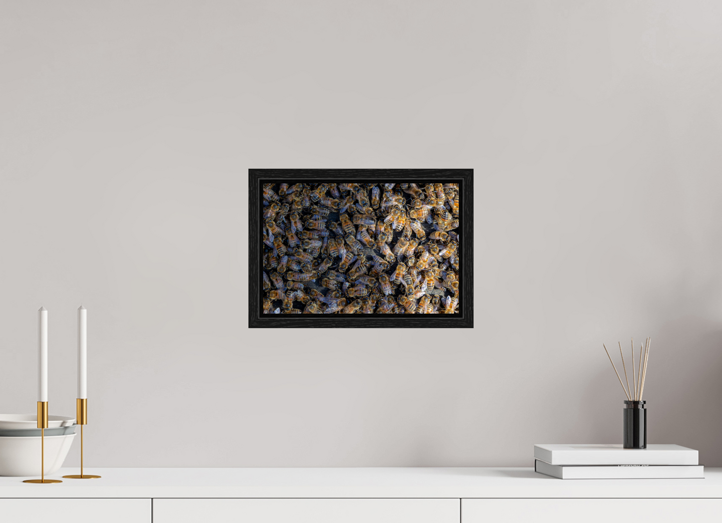 30 x 20 cm, Floater Frame Goldenes Gewimmel – Fine Art Print