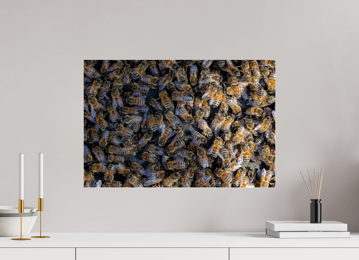 60 x 40 cm, Photo Print Under Acrylic Glass Goldenes Gewimmel – Fine Art Print