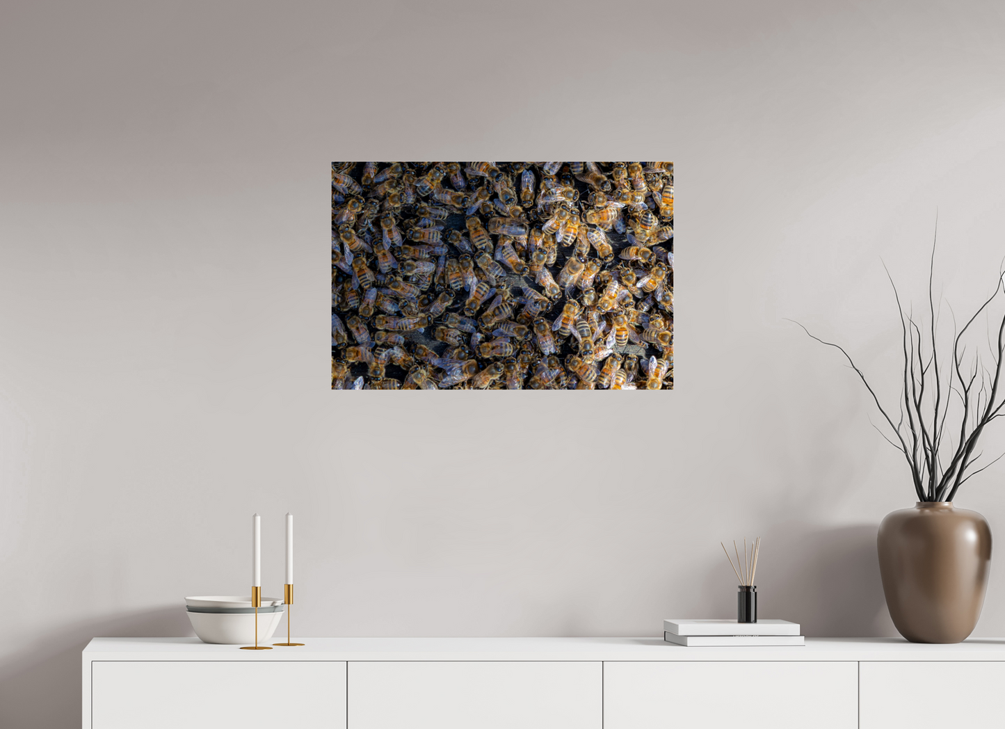 75 x 50 cm, Photo Print Under Acrylic Glass Goldenes Gewimmel – Fine Art Print