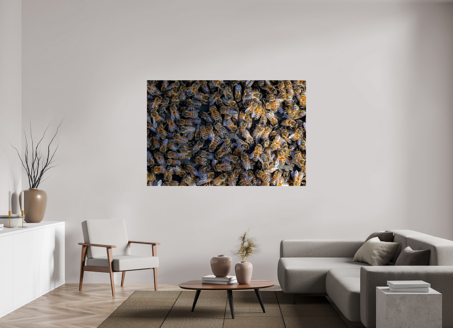 180 x 120 cm, Photo Print Under Acrylic Glass Goldenes Gewimmel – Fine Art Print
